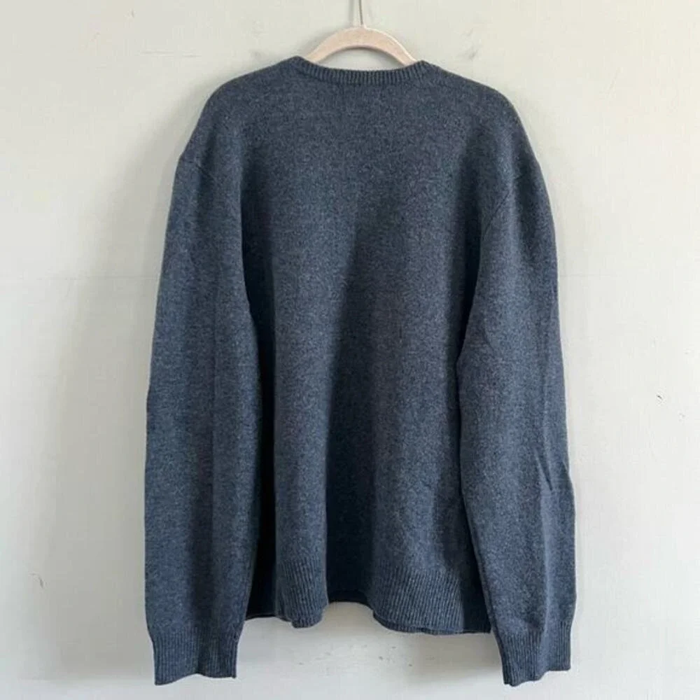 Polo Ralph Lauren Lambs Wool V Neck Blue‎ Knit Pullover Mens Sweater